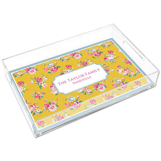 Tea Roses Lucite Tray